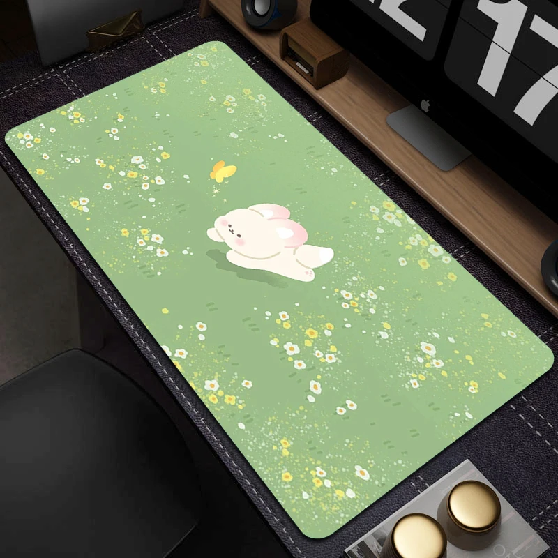 Tapis de souris de jeu en caoutchouc, impression HD, plante verte mignonne, bord de verrouillage, tapis de souris d'ordinateur, tapis de clavier