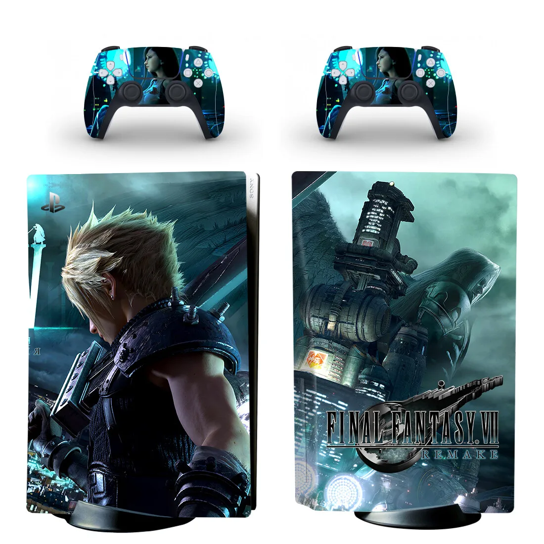 Juego Final Fantasy Remake PS5 Disc Skin Sticker, cubierta de calcomanía para consola y controladores PS5 Disk Skin Sticker Vinyl