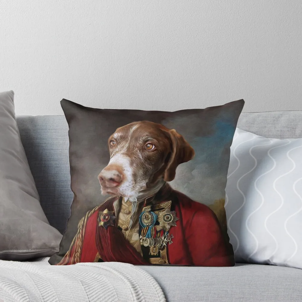 German Shorthaired Pointer Dog Portrait - Buster Throw Pillow pillows decor home Cushions For Children pillow