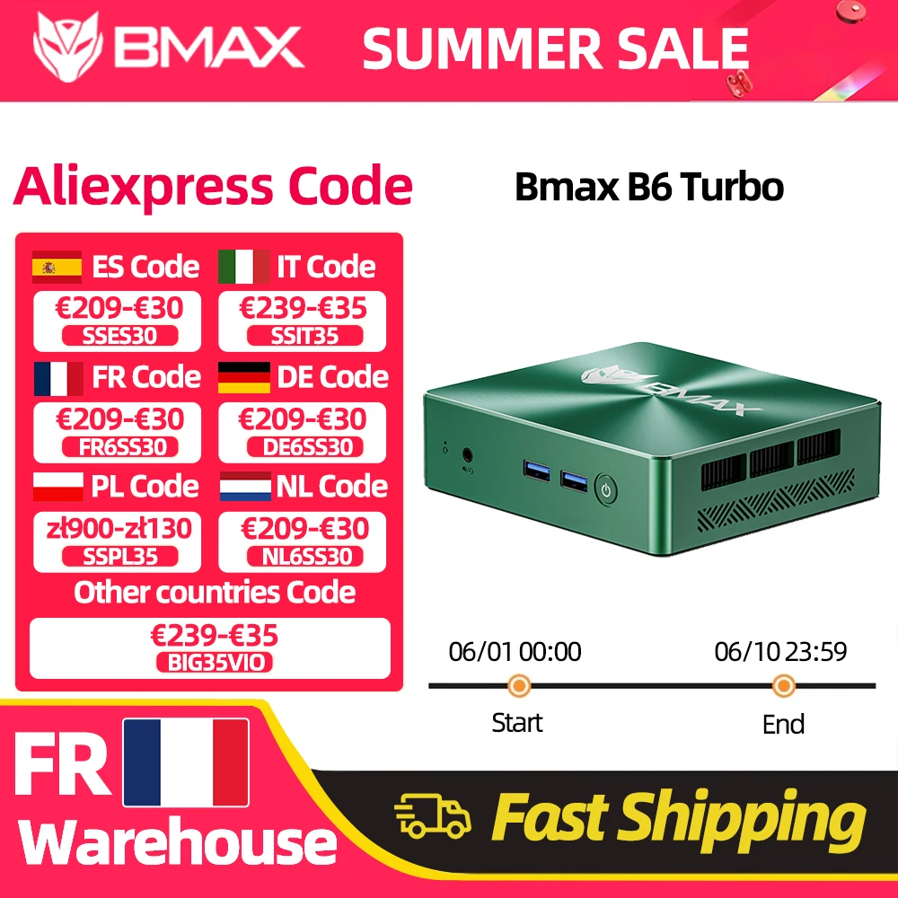 Mini PC BMAX Intel Core i5 8257U Windows 11 16 Go de RAM 512 Go SSD HDMI USB DP Ethernet Bluetooth WIFI Ordinateur