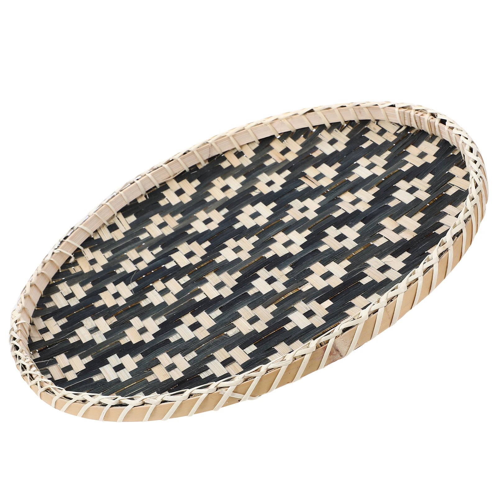 

Bamboo Storage Basket Round Food Tray Weave Cracker Baskets Serving Woven Fruit Container Pastoral Safe Long Life Kitchen Bar