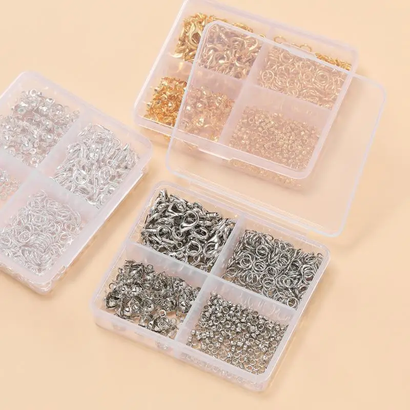 500 Stück/Box Schmuckherstellungsset, Karabinerverschlüsse & Biegeringe mit Box für DIY-Ketten, Halsketten, Armbänder, Fußkettchen, Zubehör, Verbindungsstücke – Detail 8