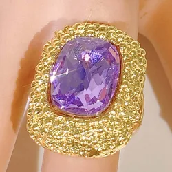 2024 New In Luxury Colorful Stone Rhinestone Rings for Women Trendy Girls Stainless Steel Gifts