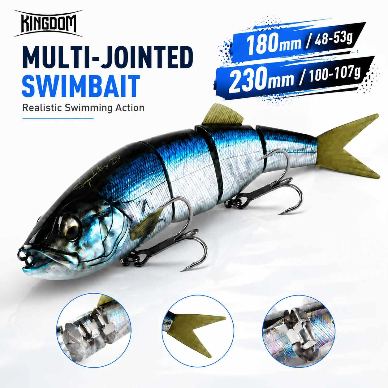 Image of Kingdom Mehrteiliger Schwimmender Angelköder 180mm/230mm 4 Sektionen Schwimmende & Sinkende Wobbler Angelzubehör Hartköder
