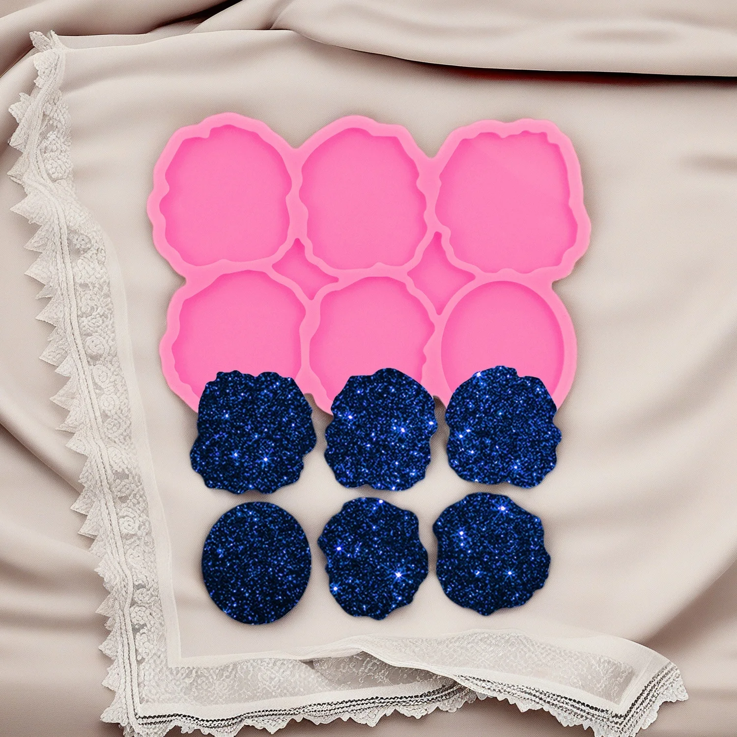 1pc Geometry Hexagon/Circle/Square/Octagon/Heart Silicone Epoxy Casting Molds For DIY Phone Grip or Badge Reel
