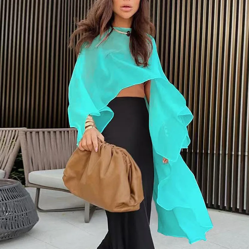 

Vacation Chiffon Thin Sunscreen Hoodie Hoodie with strapless Irregular Cloak Shawl