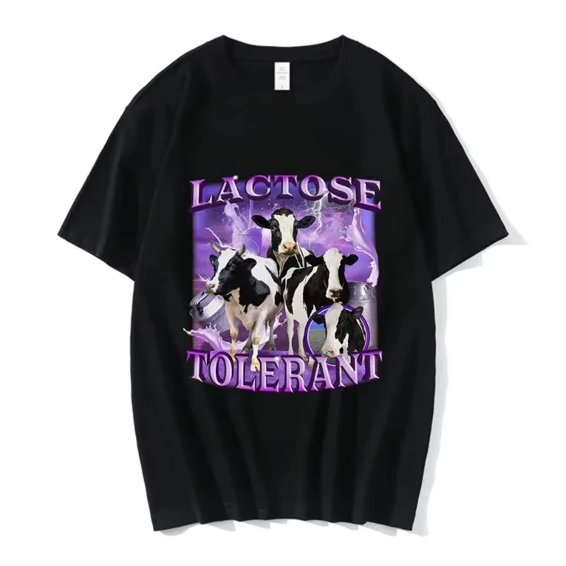 Funny Lactose Tolerant Meme Graphic T Shirt Men Vintage Fashion Short Sleeve Tee 100 Percent Cotton Casual Summer Outfit