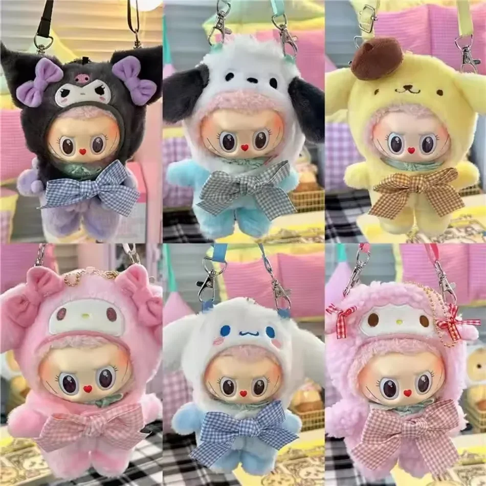 

New Hot for labubu Jumpsuit Kuromi Hellokitty Clothes Crossbody Bag Vinyl Labubu Outfit Cotton Doll Dress Hat Accessories