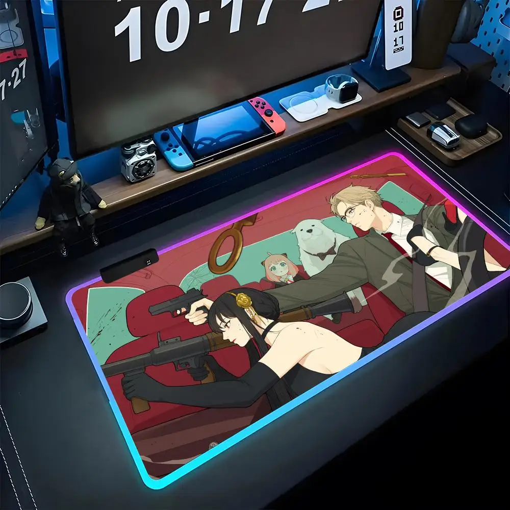 S-spy X Family Mouse Pad Gamer Luminescence Led Mouse Pad Gaming Table Rgb Deskmat Keyboard Pc Mousepad