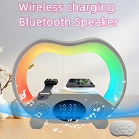 New Best Gift Bluetooth speaker RGB Alarm Clock Wireless Charger With Speaker Colorful Night Light Wireless Mobile Phone Charger