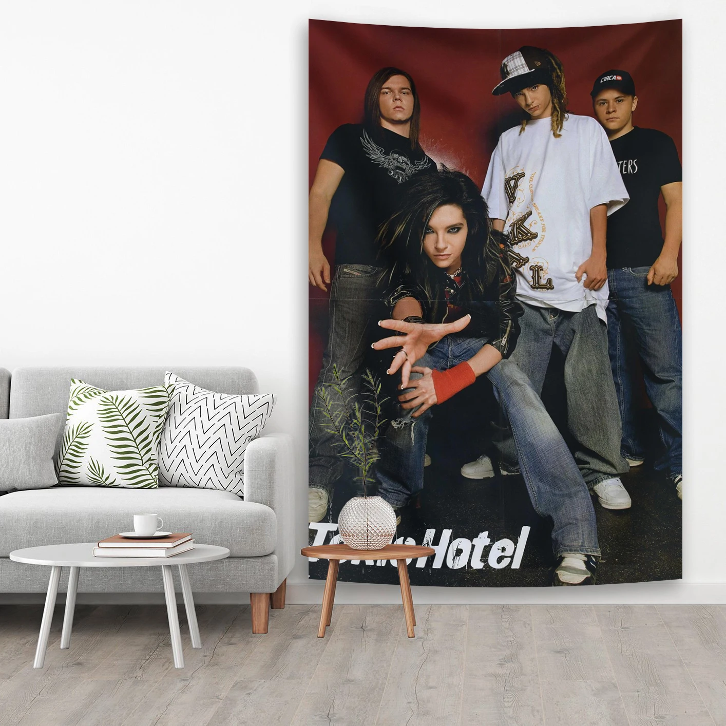 German Rock Band Posters Printed Wall Hanging Tapestries Tokio Hotel Bedcrop Background Cloth Home Decorations