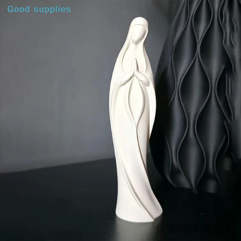 3D Printed Praying Mary Statue Scratch Resistant Minimalist Blessed Mother Decor Great for Housewarming Gift for Christians