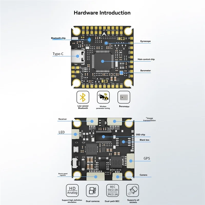 ELECT-F405 V3.2 For RC FPV Freestyle Drone Compatible Flight Controller FC ICM42688P Bluetooth Wireless Adjust Parameter DIY Par