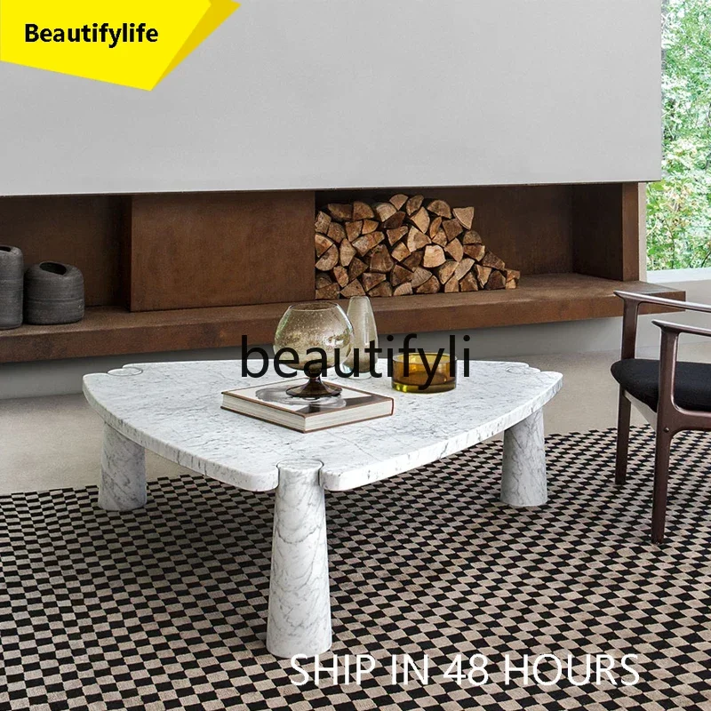 

smt1 Italian minimalist triangle creative marble coffee table modern model room living room sofa side table