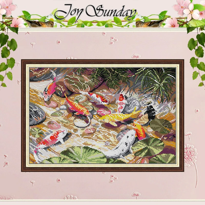 Nine Carps Animals Patterns Counted Cross Stitch Set DIY Wholesale 11CT 14CT Stamped DMC Cross-stitch Kits Embroidery Needlework