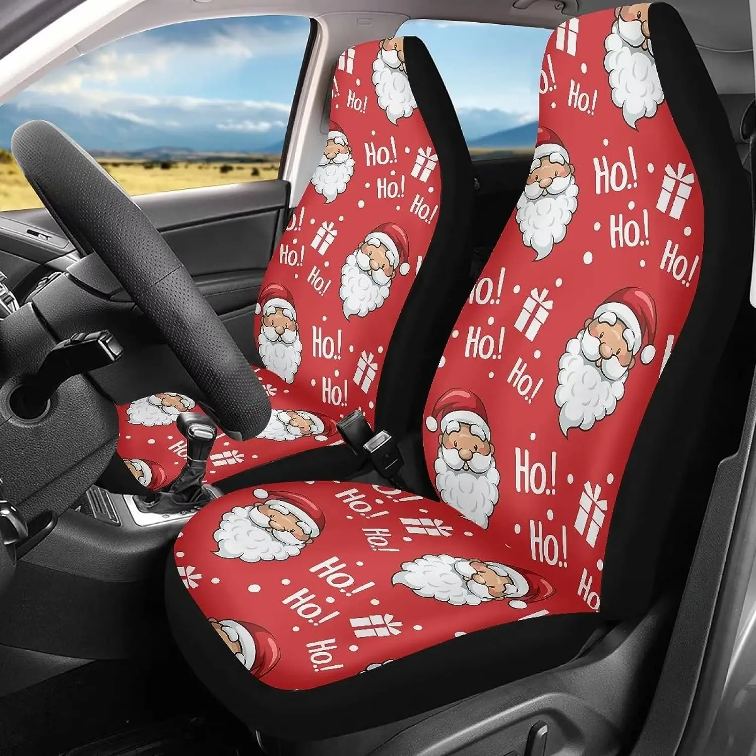 

Christmas Car Seat Covers Funny Santa Claus Red Front Seats Cover 2 Pieces Auto Seat Protector Bucket Seat Cover Seat Covers