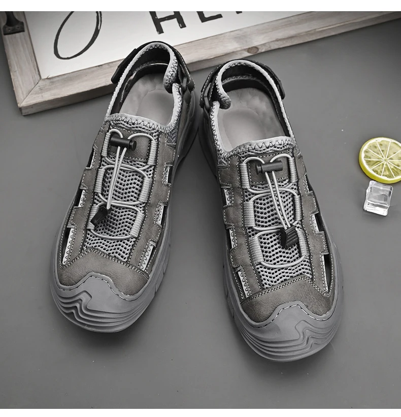 Summer Men Sandals Genuine Leather Mens Casual Shoes Outdoor Men Leather Sandals for Men Beach Shoes Roman mens Shoes