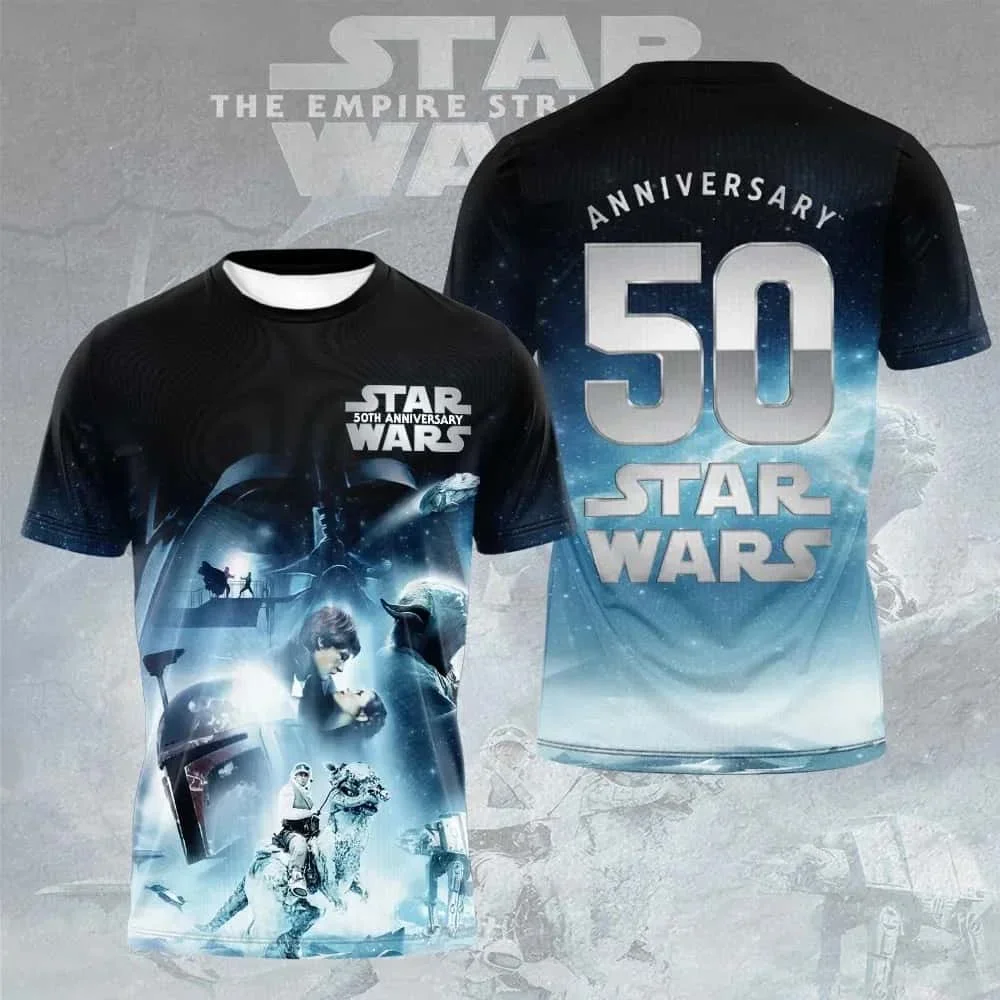 Star Wars 50th Anniversary Commemorative 3D Short-Sleeve T-Shirt Loose Party Theme Unisex Kids Adults Sizes Available