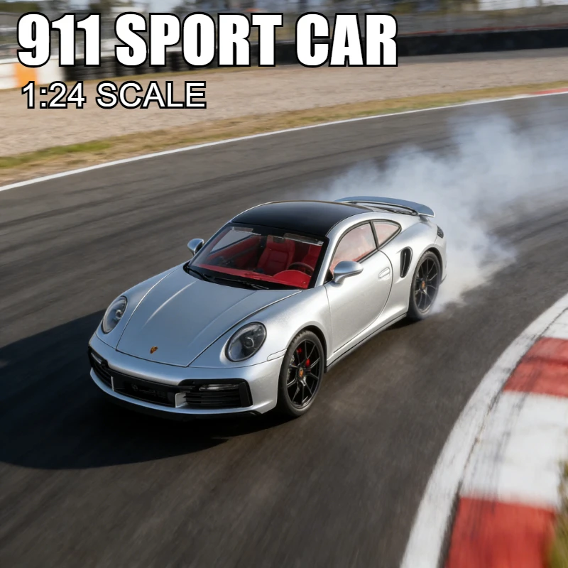 

1:24 911 Turbo S Sports Car Alloy Metal Diecast Car Model Sound & Light Collect Decoration Gift Toy