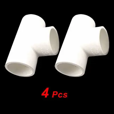 4 Pcs 32mm PVC-U Water Pipe Tee Adapters Connectors Fittings