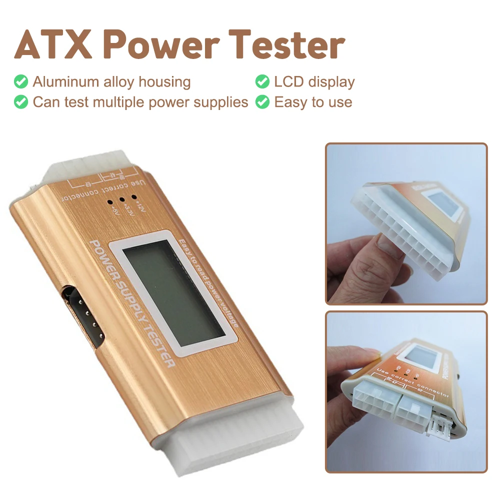 Imagem -02 - Digital Lcd Display Poder Medição Ferramenta Tester Diagnóstico Atx Fonte de Verificação 20 Pin 24 Pin Verificação de Energia