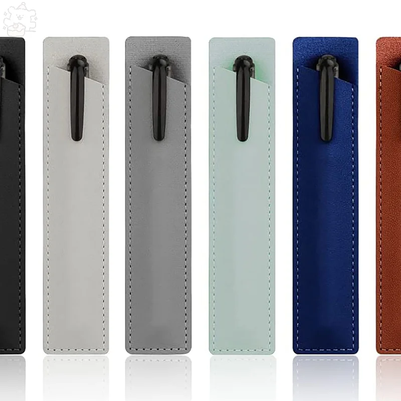 Portable PU Leather Pen Case Solid Color Scratch-resistant