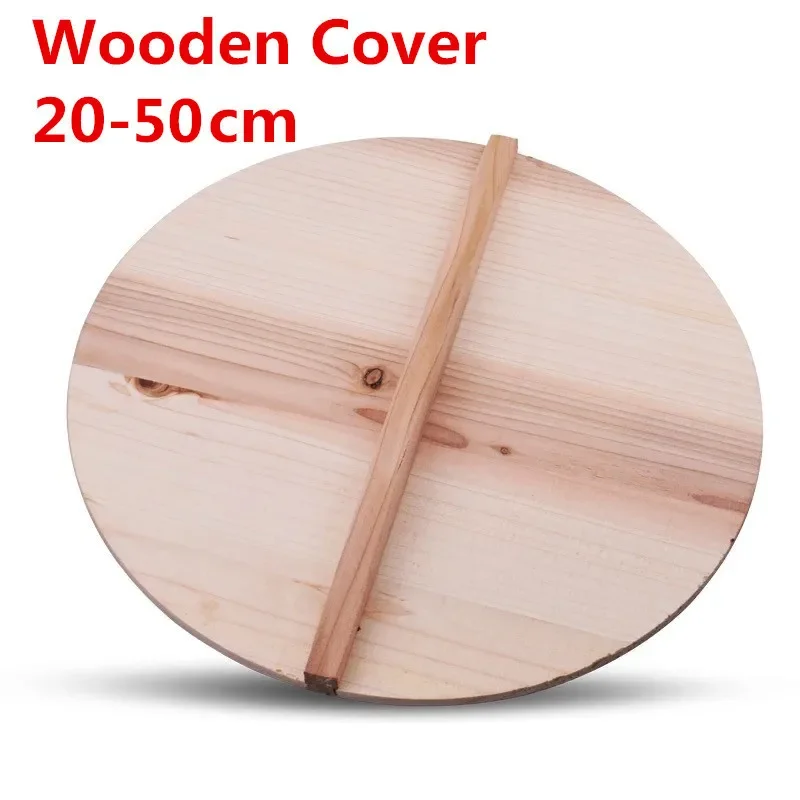 wooden wood Chinese nature color handmade anti hot pot bowl cover iron hypotenuse cover wok wooden pan lid der Deckel lids cover