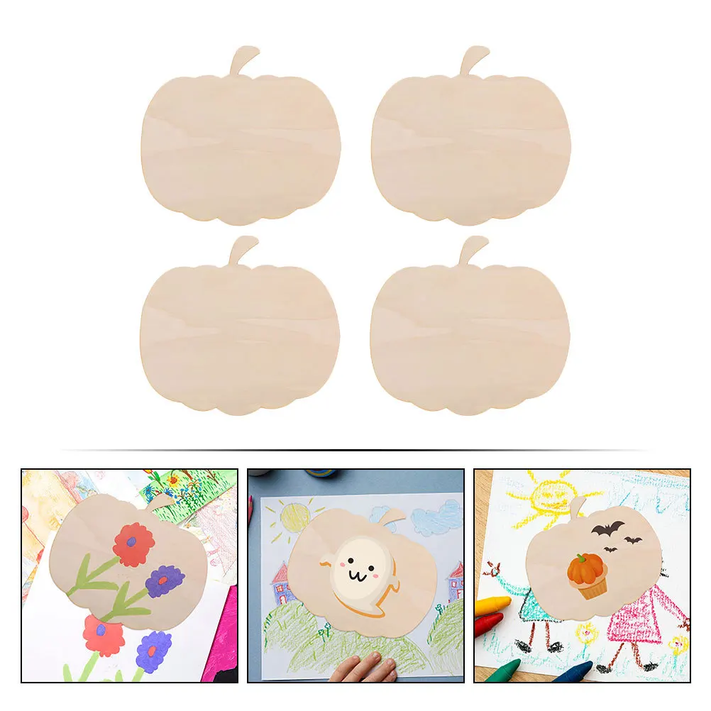 

4Pcs Halloween Pumpkin Wood Slices Unfinished Wooden Chips DIY Graffiti Craft Decoration Painting Supplies
