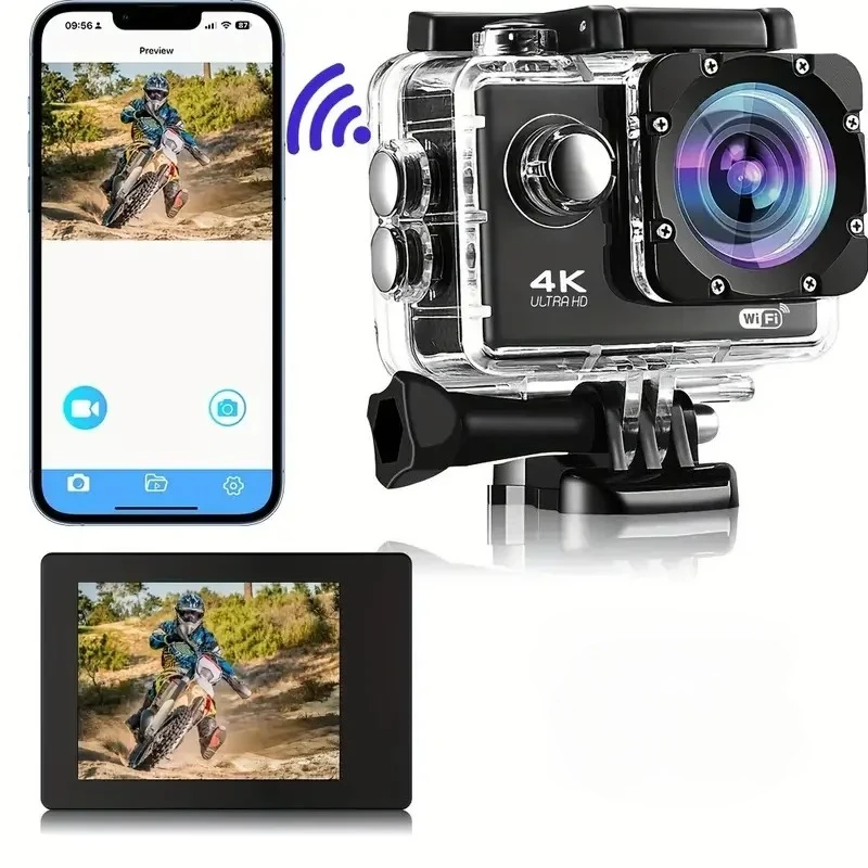 Ultra HD Action Camera - 4K 30fps Waterproof Sports Camera with WiFi & Helmet Mount