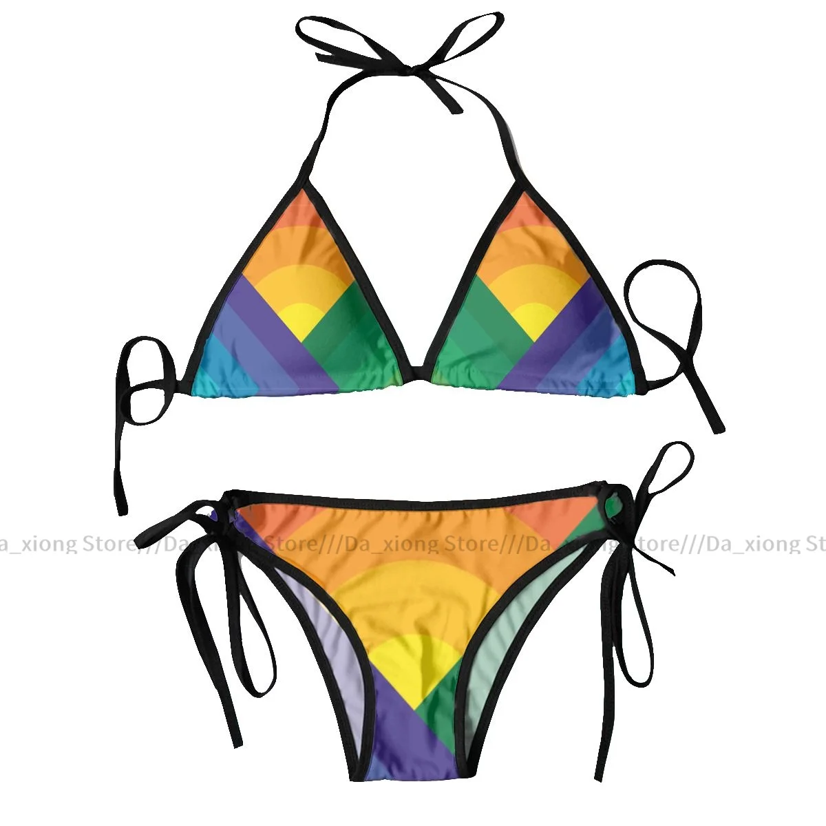 

Sexy Bikini Rainbow Background Swimsuit Women Swimwear Set Bathing Suit Beach Wear