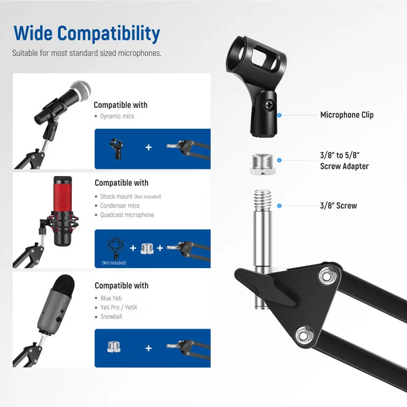 Black/red/white NW-35 condenser microphone single bracket, a shockproof folding bracket