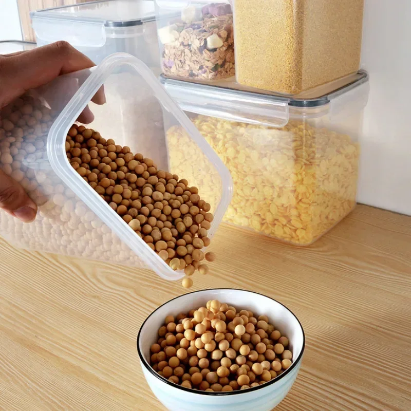 5Pcs Food Storage Organizers With Lid Grain Container Refrigerator Noodle Box Multigrain Storage Tank Sealed Cans Kitchen Supply