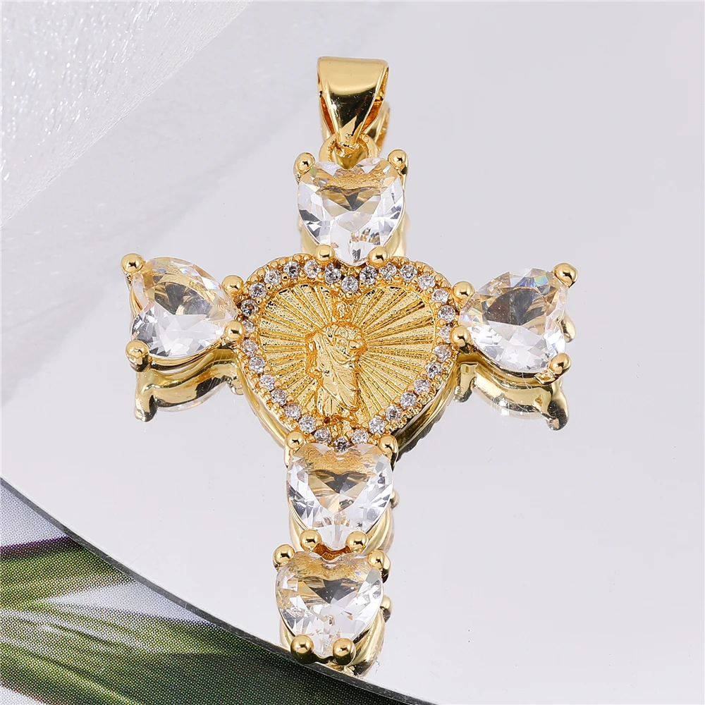Juya hearts zircon Simple Cross Shape Charms Pendants for Jewelry Making Personality Long-lasting Color Gift Pendant Accessories image 4