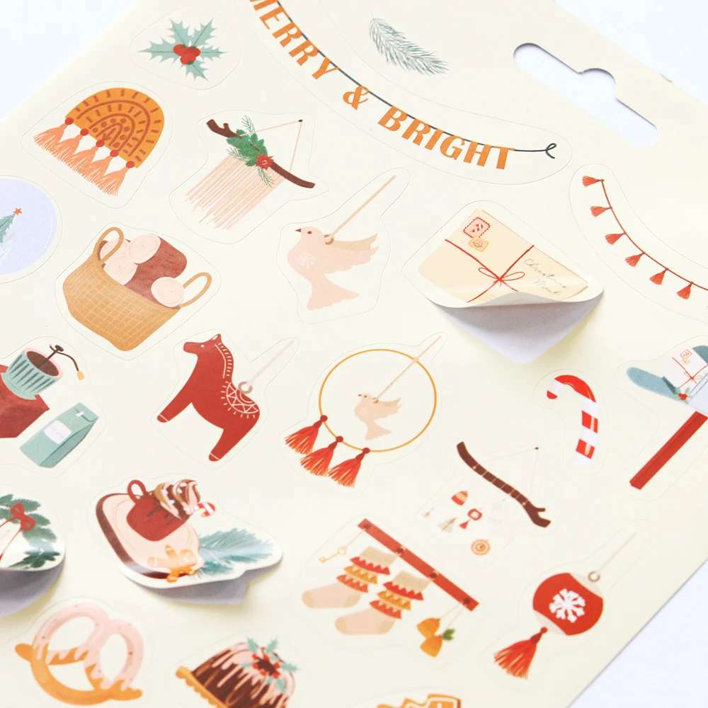 Creative Path 200 Stück Selbstklebende Scrapbooking-Weihnachtsaufkleber 6 Blätter Frohe-Weihnachten-Aufkleberbuch für Journaling und Kartengestaltung – Detail 10