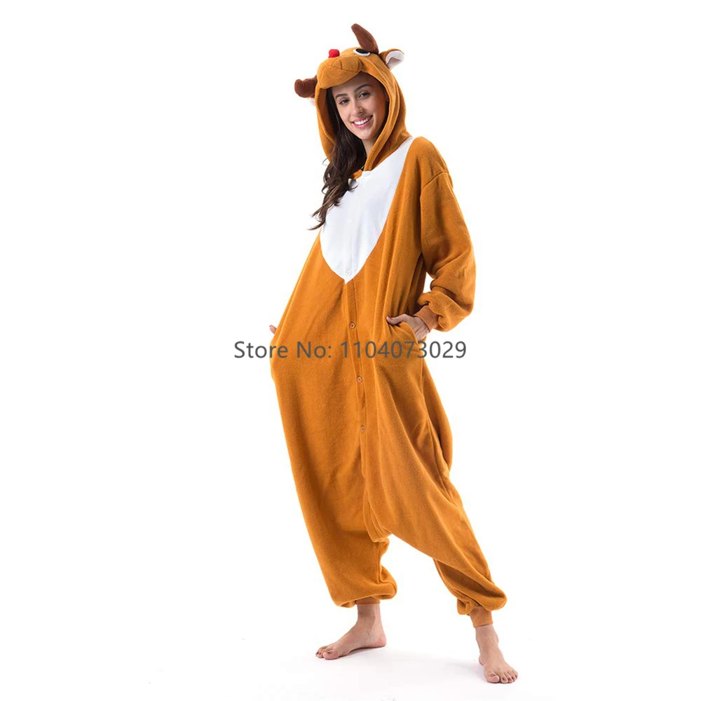 Onesieshow Christmas Elf Kigurumi Pyjamas Halloween Onesie Adult Cartoon Deer Pajama Cosplay Party Women Men Homewear