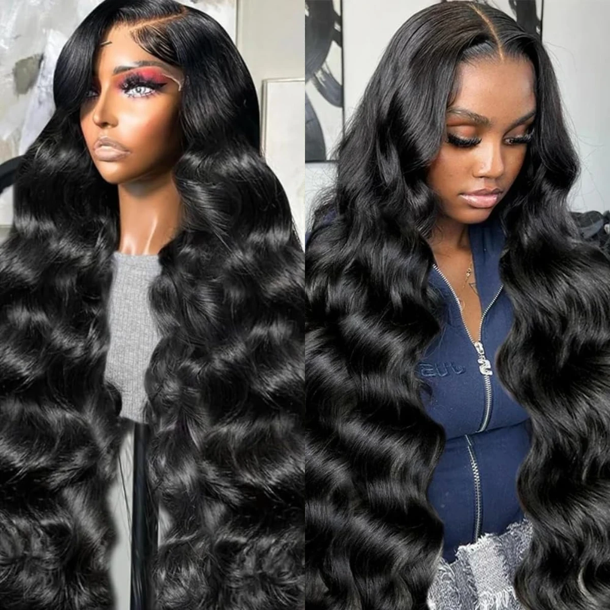 Body Wave Lace Front Wigs Human Hair Pre Plucked 13x6 HD Transparent Lace Frontal Wigs Human Hair 200% Density 28 Inch Wigs