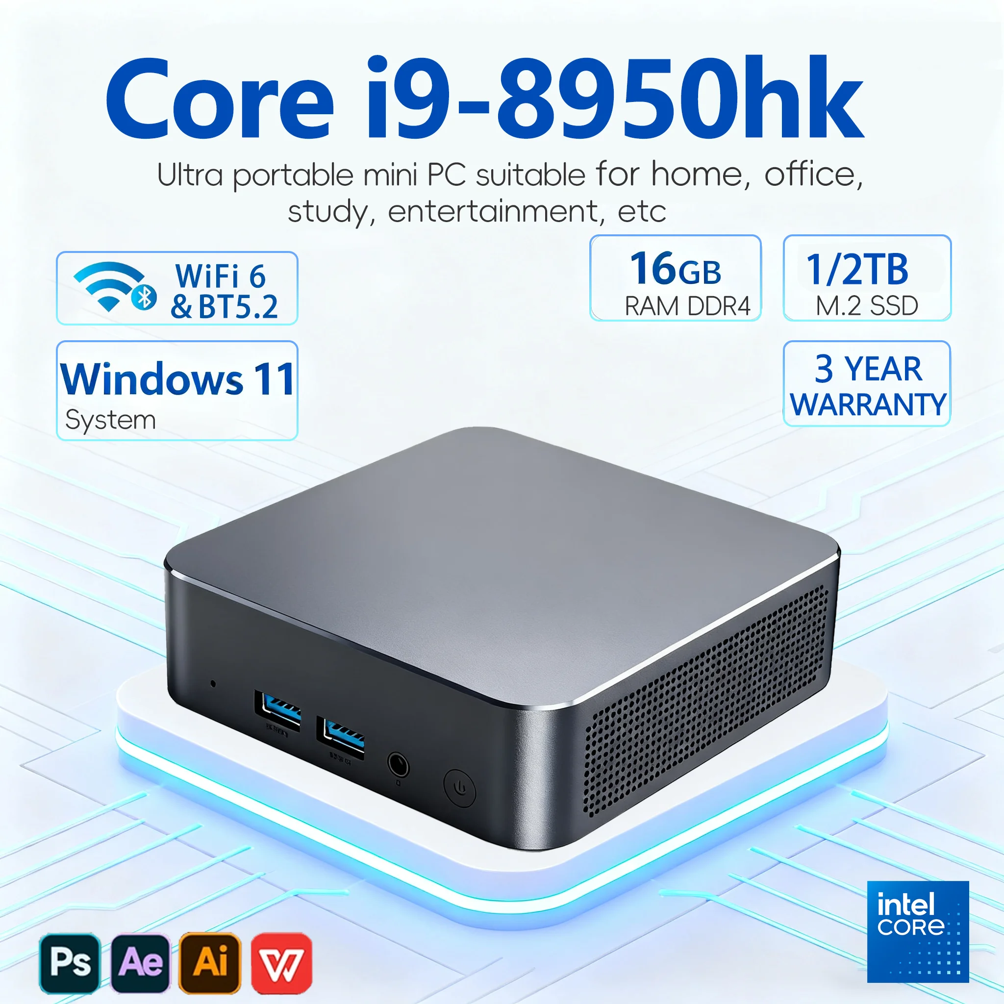 yZ[zVi Windows 11 ~jRs[^[ Intel Core i9 8950HK /N50595A ~jPC 16GB DDR4 2048GB SSD WIFI 6 BT5.2 Q[~O~jPC
