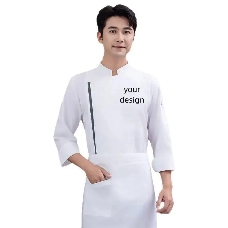 Custom Premium Chef Jacket Uniform Shirt Logo Personalized Design Pattern Embroidery Men's Kitchen Work Clothes Cook Coat Top