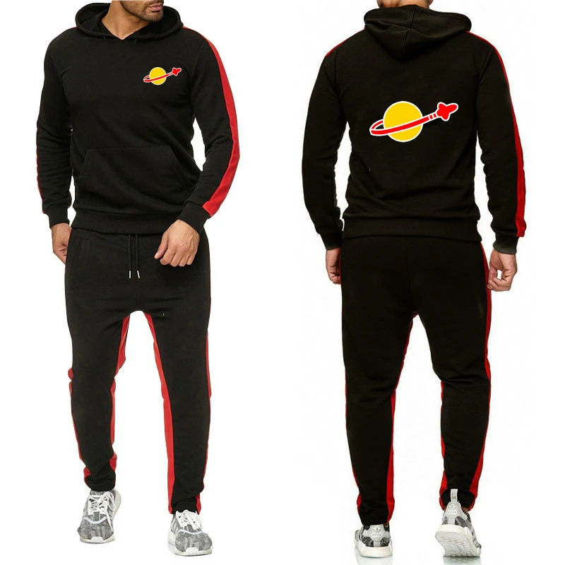 

Classic Space Logo Fashion Men's Casual Pullovers Sweatshirts Solid Color Hoodies Fit Sports Leisure Long Pants Suits