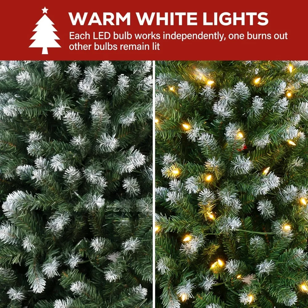 شجرة عيد الميلاد الاصطناعية المضاءة مسبقًا بطول 7.5 أقدام مع 350 مصباح LED، و1446 نصائح، وحامل معدني #5