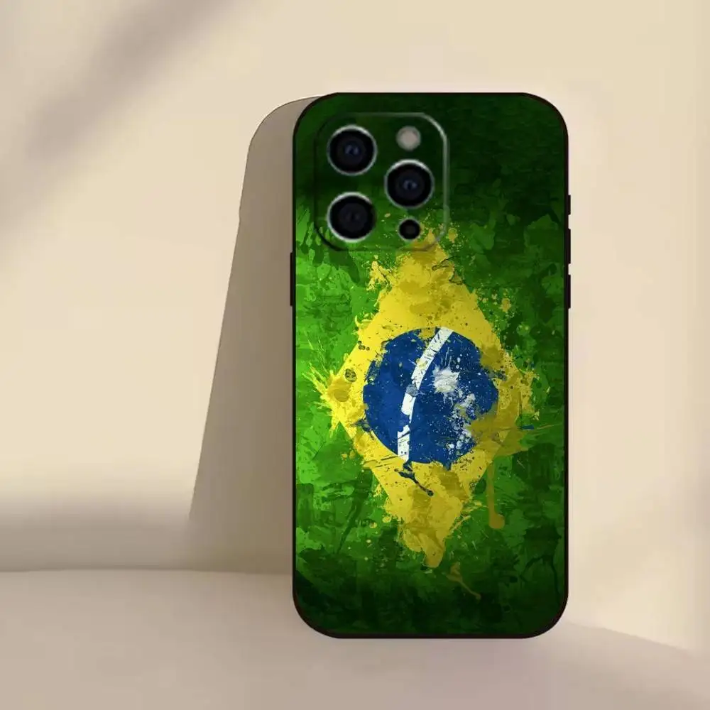 Funda de teléfono con papel tapiz de bandera de Brasil para iPhone 17,16,15,14,13,12,11 Plus,Pro,Max,XS, funda suave de silicona