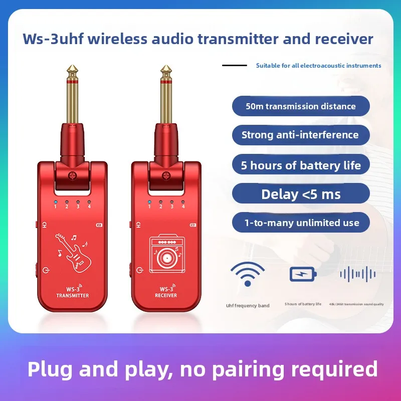 Wireless Audio Transmitter Receiver Electric Guitar Piano Blowpipe Drum Electronic Musical Instrument Accessories Transceiver