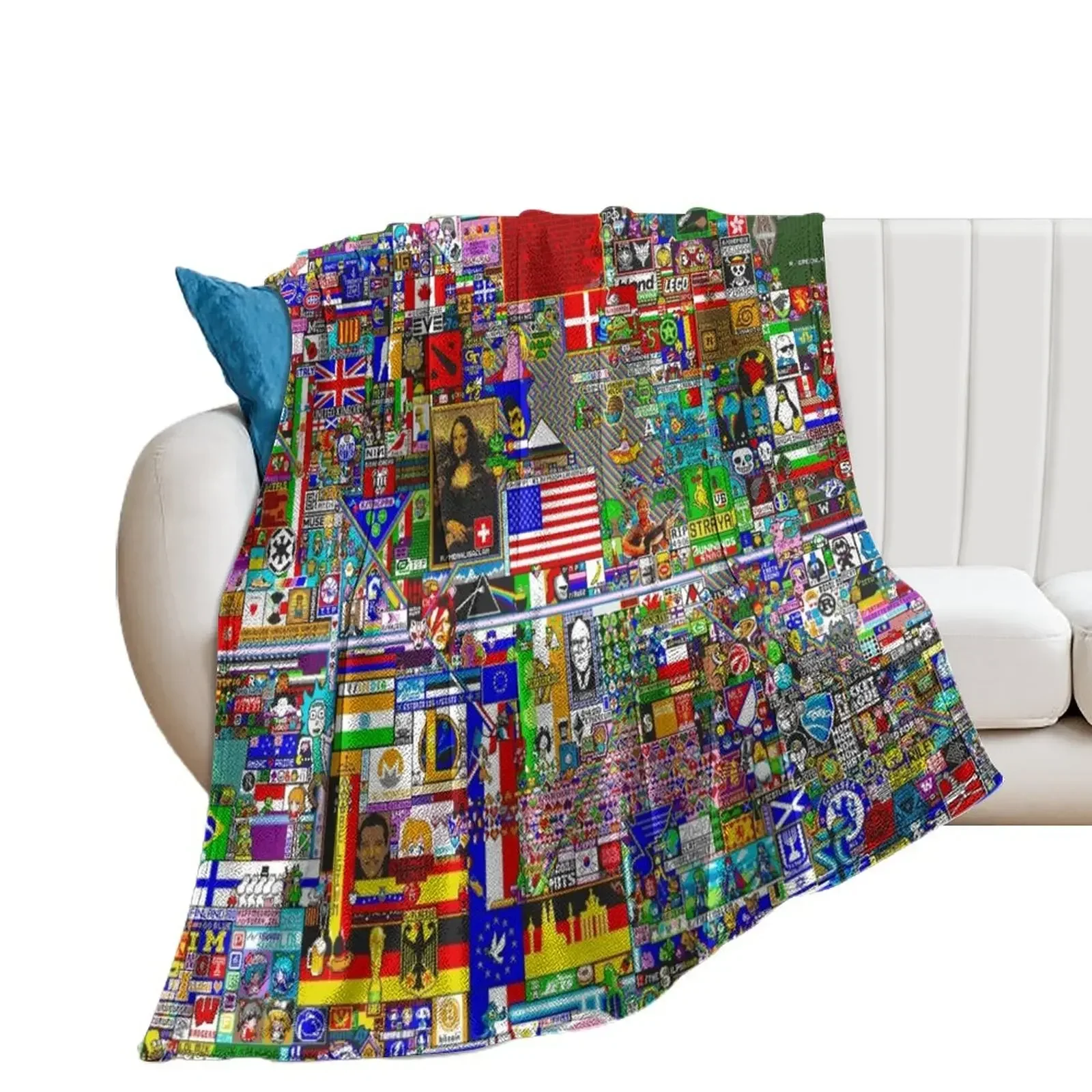 Reddit /r/Place Final Canvas Throw Blanket Cute Flannel Fabric Blankets