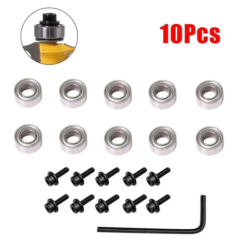 1set Woodworking Milling Cutter Bearing Accessories Upper Bearing For Repair Router Bit Bearings Power Tool Accessories