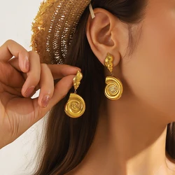 Mango Sky Conch Stainless Steel Thread Earrings 18K Gold-Plated Waterproof Exquisite Fashion Beach Holiday Jewelry Gift