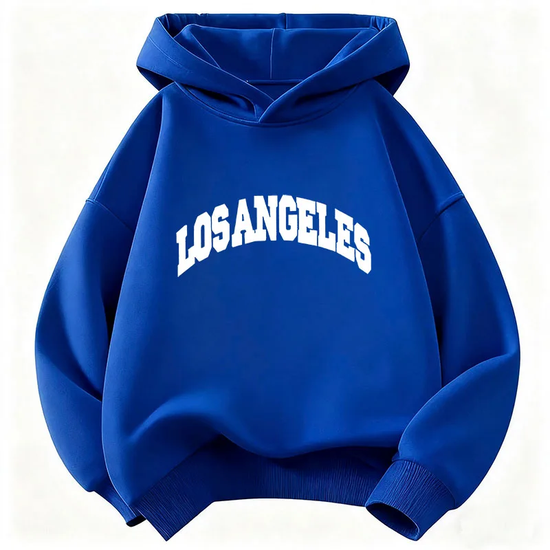 2026 Unisex Los Angeles Letter Print Hoodie Oversized Streetwear Pullover Casual Long Sleeve Sweatshirt