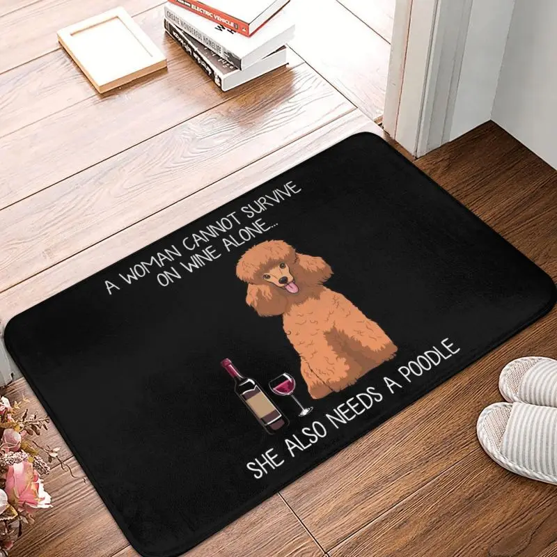 Personalized Poodle And Wine Funny Dog Doormat Mat Anti-Slip Doggy Dog Lovers Bathroom Kitchen Balcony Rug Carpet 40*60cm