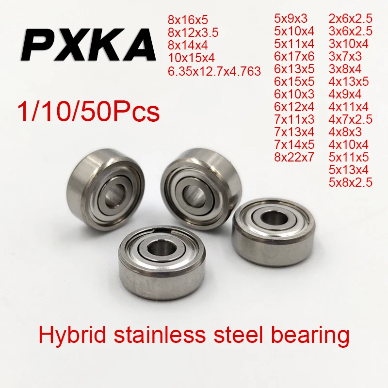 1/10/50 pièces roulement en céramique hybride 2x6x2.5 3x6x2.5 3x10x4 3x7x3 3x8x4 4x13x5 4x9x4 4x11x4 4x7x2.5 4x8x3 4x10x4 5x11x5 5x13x4mm