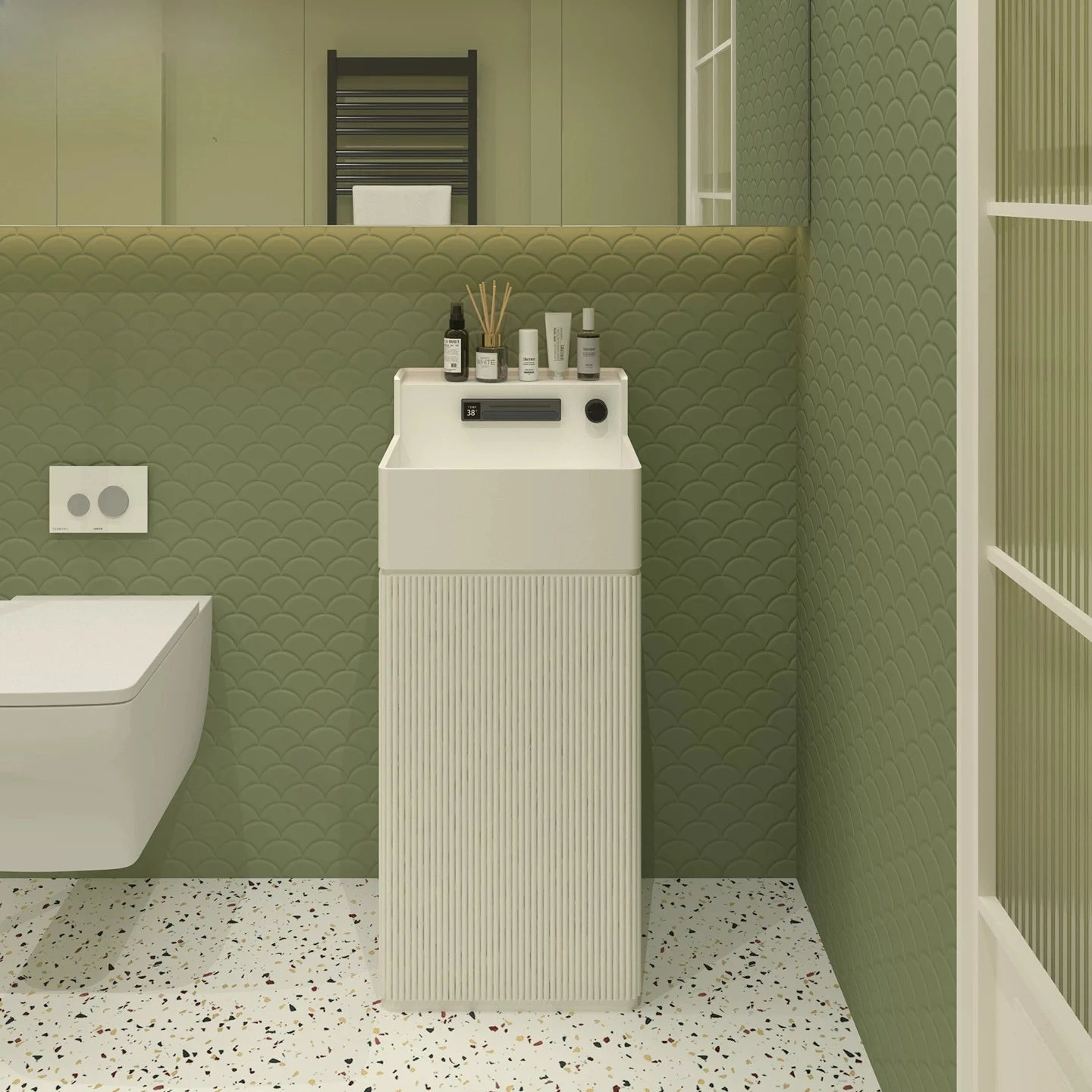 Medieval Art Wash Basin, Advanced End Bathroom, Integrated Floor-to-ceiling Face Wash Table, Designer Square Column Basin