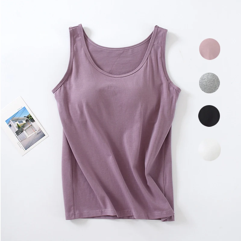 Chest Pad Casual Bottoming T-shirt Nightwear Vest One Piece Pajamas Lingeries For Woman Sleep Shirts New Cotton Sleepwear Tops